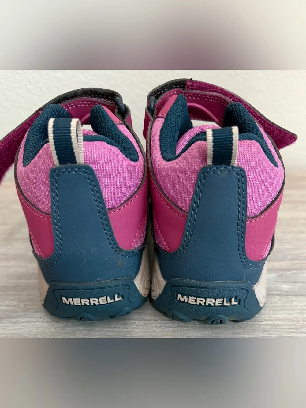 Merrell Pink Navy Hook & Loop Hiking Camping Winter Waterproof Boots 3.5